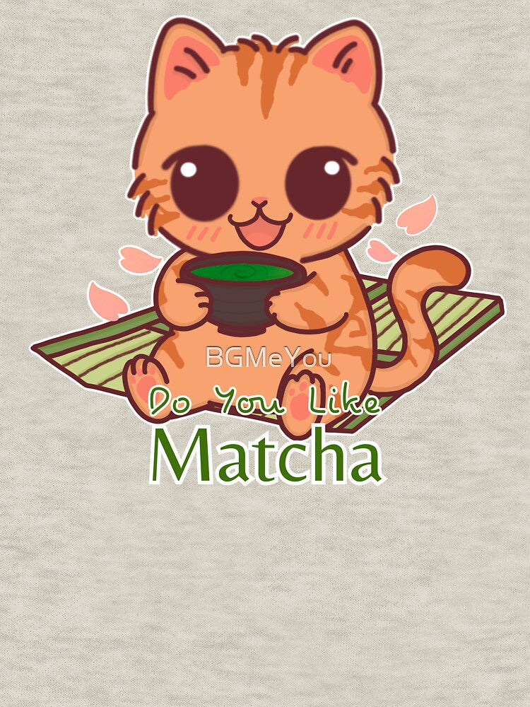 Do You Like Matcha – Kawaii Orange Cat with Green Tea Cup by BGMeYou