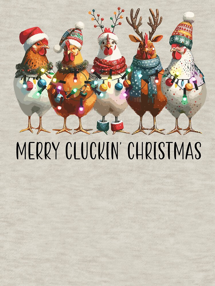 Merry Cluckin' Christmas funny chickens by 21DashDesigns T-Shirts, Hoodie, Sweatshirt | BlankRebels.com (Image 3)