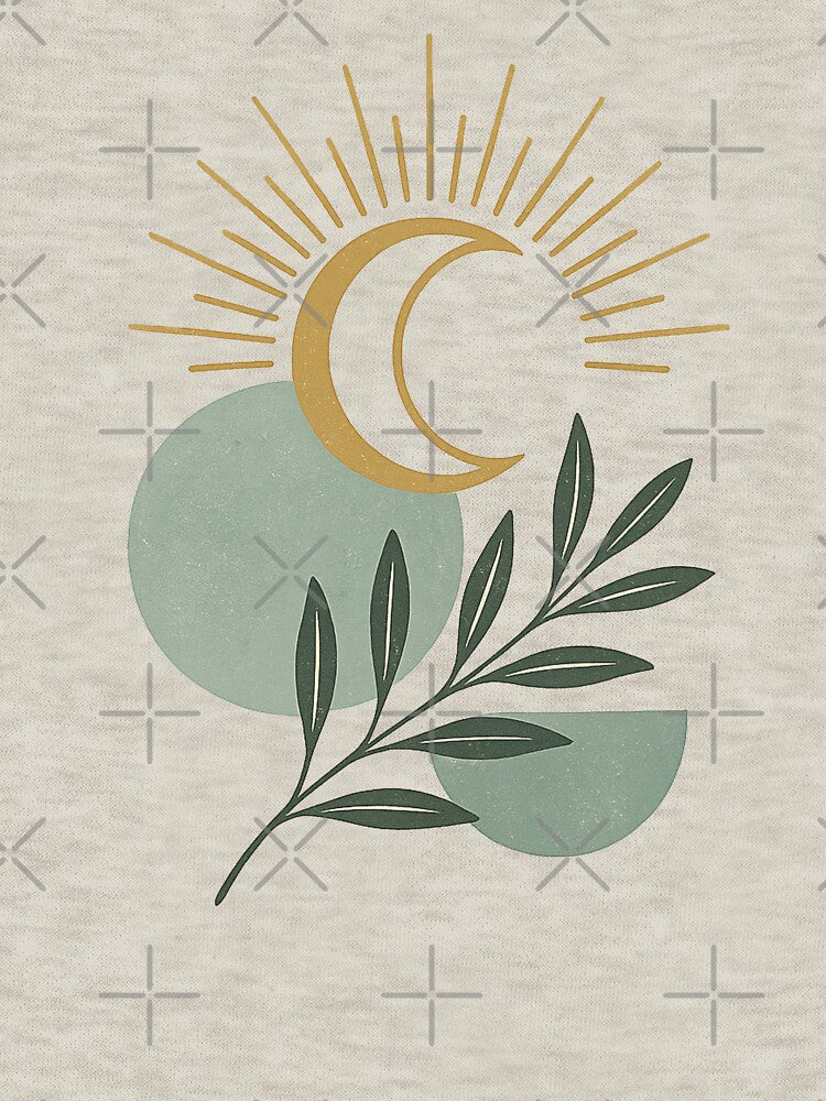 Celestial Botanical Minimalist Vintage Illustration by CreationbyNiki T-Shirts, Hoodie, Sweatshirt (Image 3)