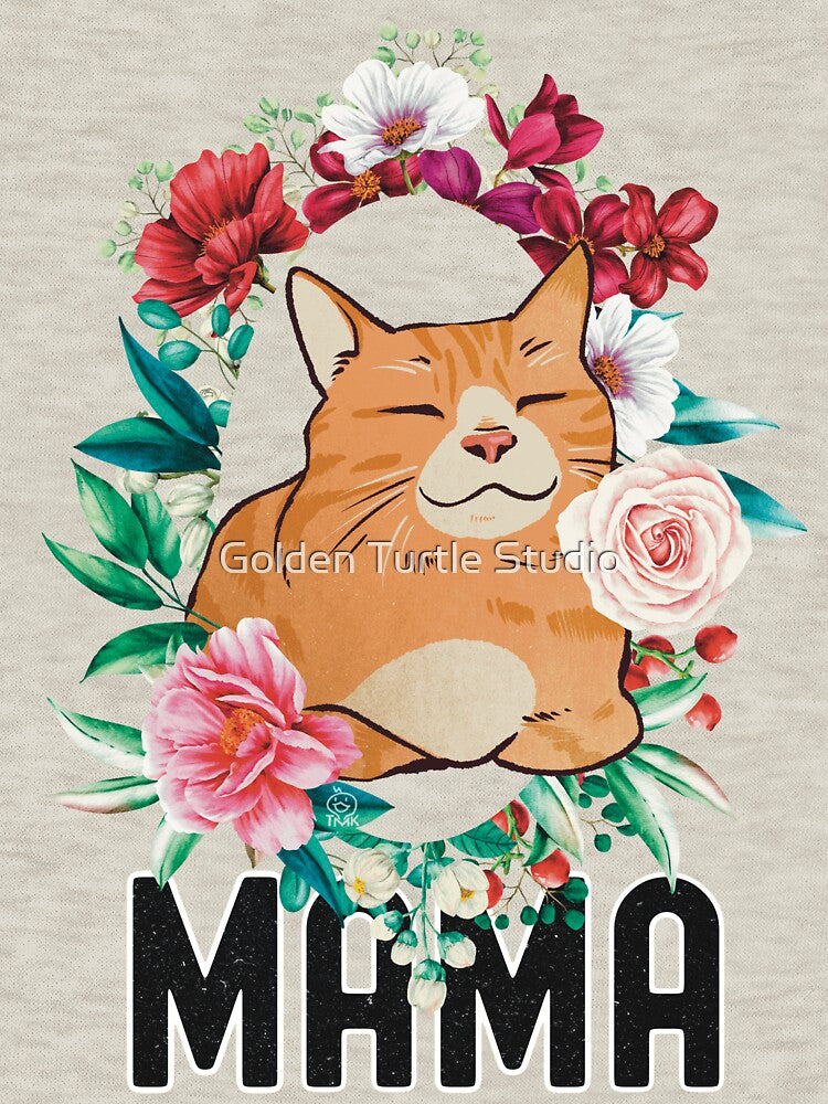 Mama! Floral Mom shirt, Cat mom shirt, Cat lover gift by Golden Turtle Studio Hoodie, Sweatshirt | BlankRebels.com (Image 3)