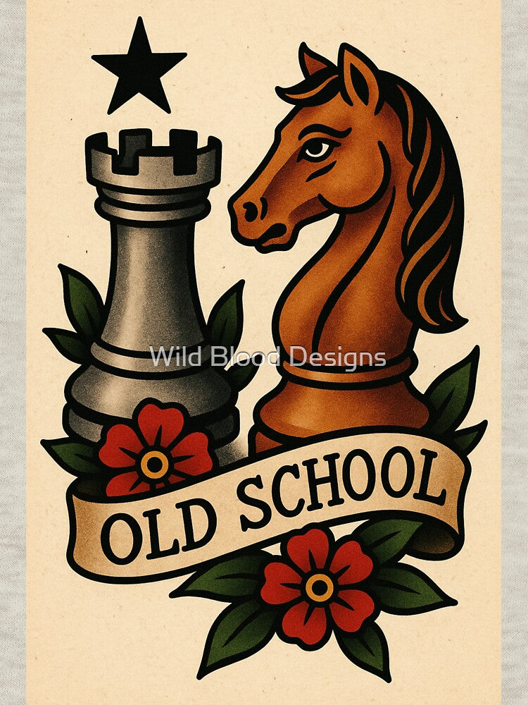 Old School Chess Board Game Retro Poster Back to School by Wild Blood Designs T-Shirts, Hoodie, Sweatshirt (Image 3)