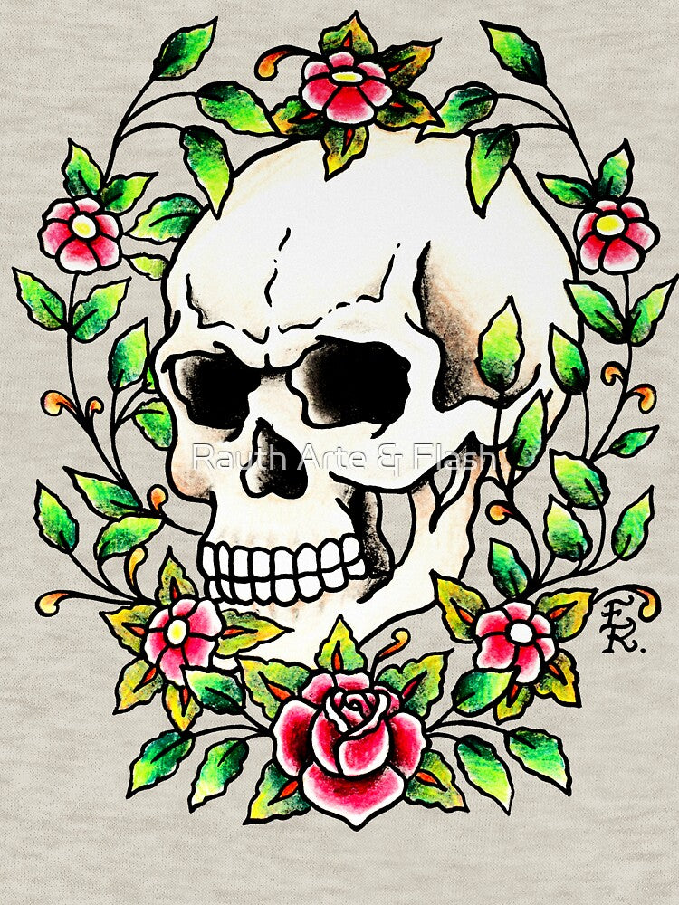 Stay Alive | Old School Skull & Rose Tattoo Art by Rauth Arte & Flash T-Shirts, Hoodie, Sweatshirt (Image 3)