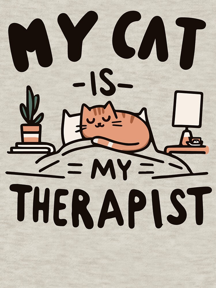My Cat Is My Therapist – Funny Introvert Cat Mom Tee by denissmartin2020 . Hoodie, Sweatshirt | BlankRebels.com (Image 3)