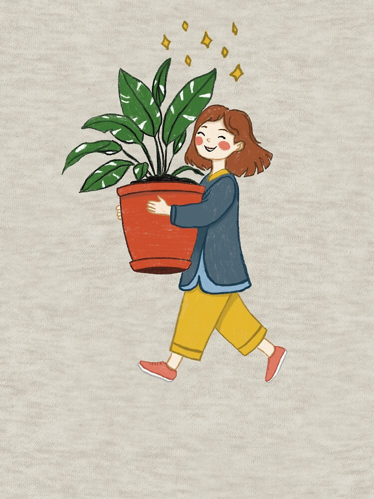 Girl Carrying a Big Plant – Whimsical Hand-Drawn Plant Lover Illustration by TheEchoWood T-Shirts, Hoodie,... (Image 3)