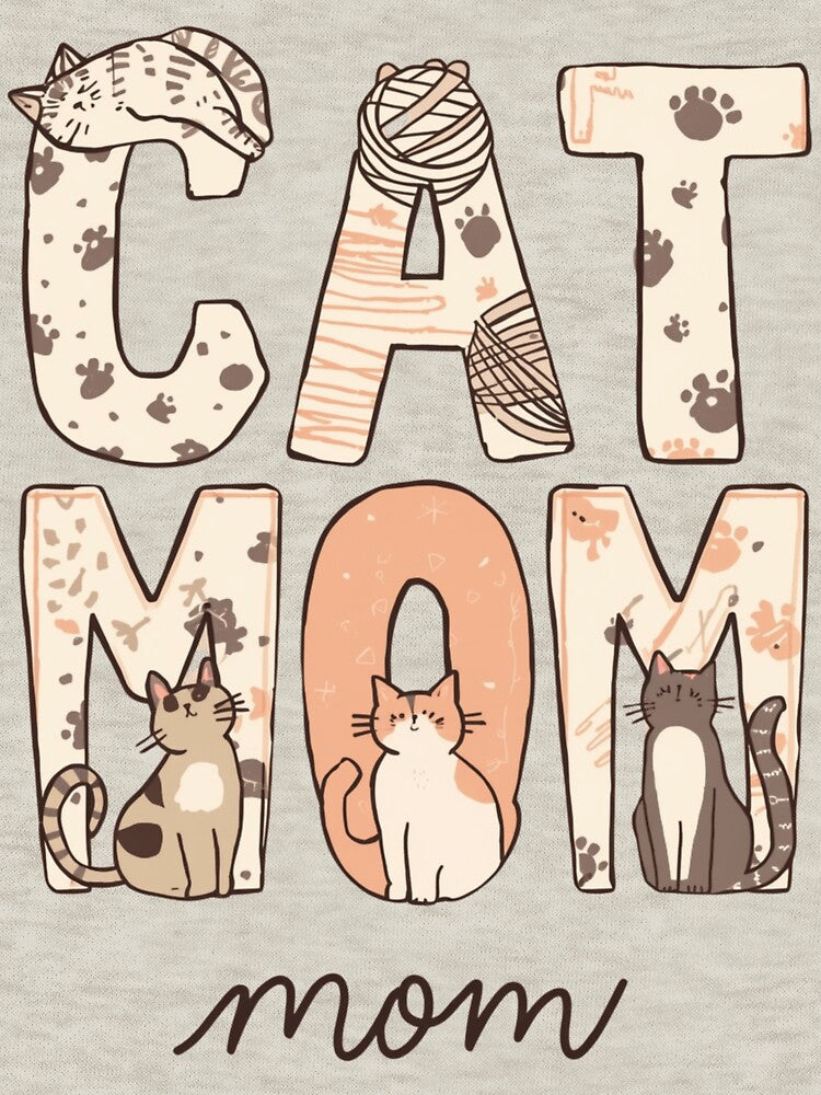 Cozy Cat Mom Hoodie | Cute Cat Lover Gift | Aesthetic Cat Print Hoodie for Women by Dannys-Art74 T-Shirts,... (Image 3)