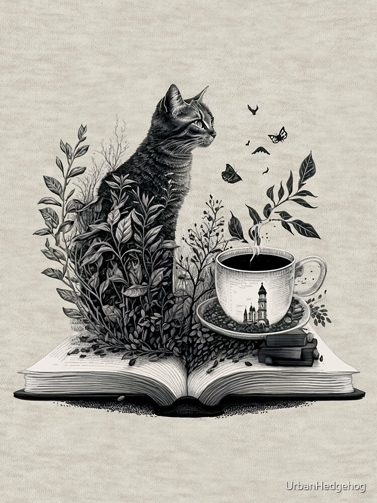 Cats with books and coffee by UrbanHedgehog T-Shirts, Hoodie, Sweatshirt | BlankRebels.com (Image 3)