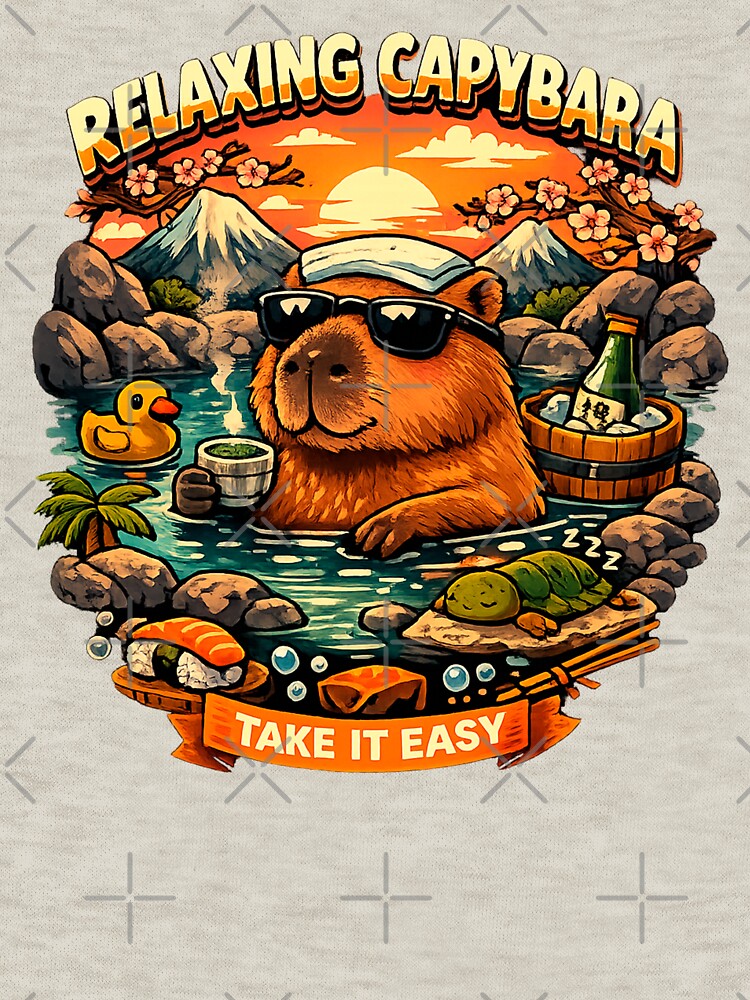 Relaxing Capybara Hot Spring – Cute Capybara Chill Animal Illustration T-Shirts, Hoodie, Sweatshirt