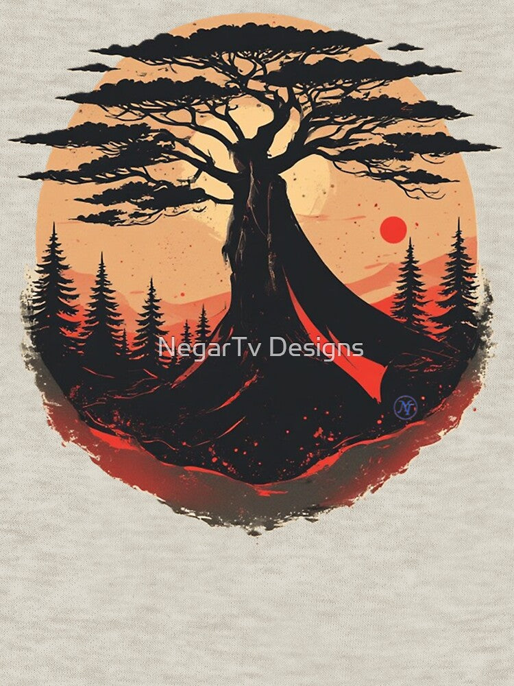 Ancient Tree of Life – Minimal Sunset Nature Art by NegarTv Designs by NegarTv Designs T-Shirts, Hoodie, Sweatshirt (Image 3)