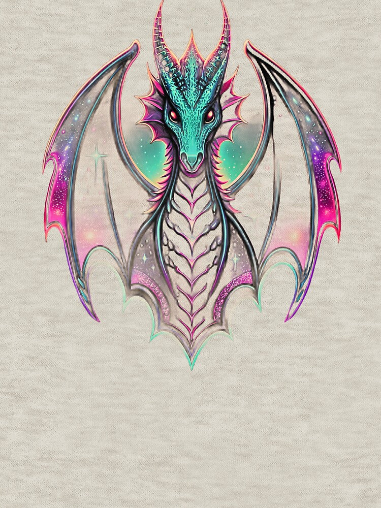 Cosmic Neon Dragon – Fantasy Celestial Dragon Art T-Shirt by Mousy17 Hoodie, Sweatshirt | BlankRebels.com (Image 3)