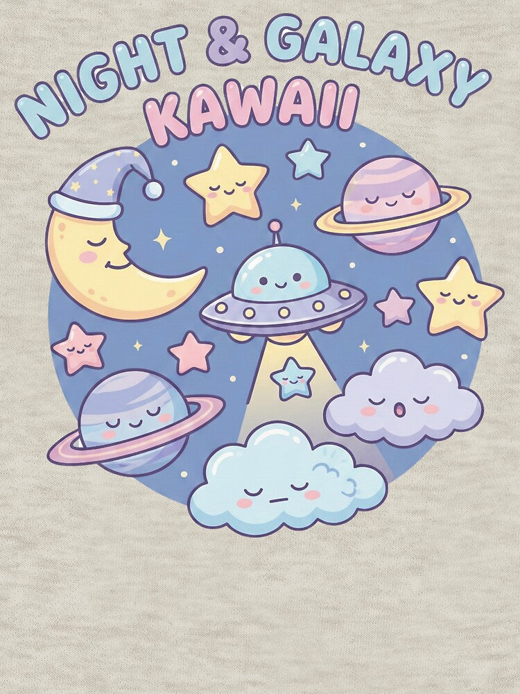 Kawaii Space Night – Cute Moon UFO & Planets by TheRaiShop T-Shirts, Hoodie, Sweatshirt | BlankRebels.com (Image 3)
