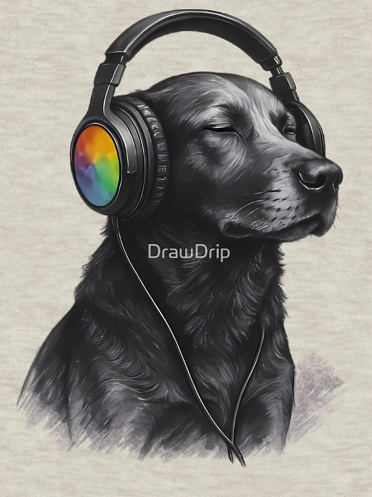 Black Dog Rainbow Headphones Music Lover Gift by DrawDrip T-Shirts, Hoodie, Sweatshirt | BlankRebels.com (Image 3)