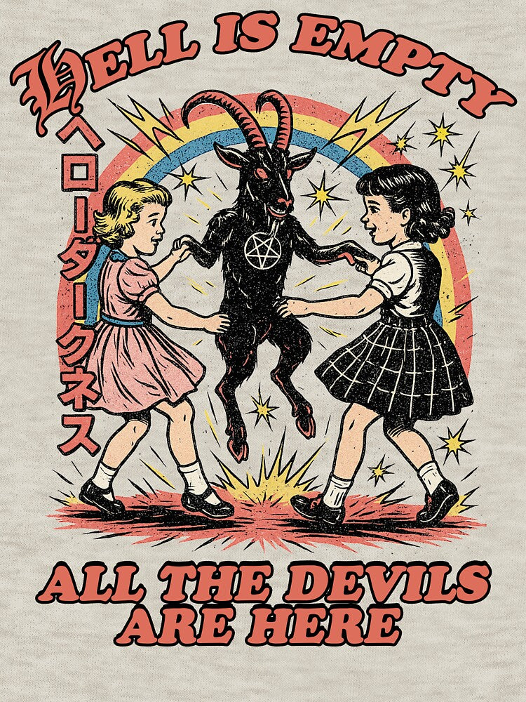 Hell Is Empty All the Devils Are Here 90s vintage heavy metal band tee – Retro Occult Rainbow T shirt, 1950s style tshirt, Japanese t shirt, meme tee, Mental Health by samidsou