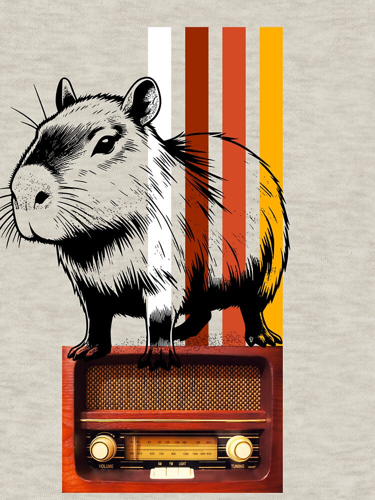 Retro Capybara Vibes – Vintage Radio & 70s Groovy Aesthetic by MarcelooArt T-Shirts, Hoodie, Sweatshirt (Image 3)
