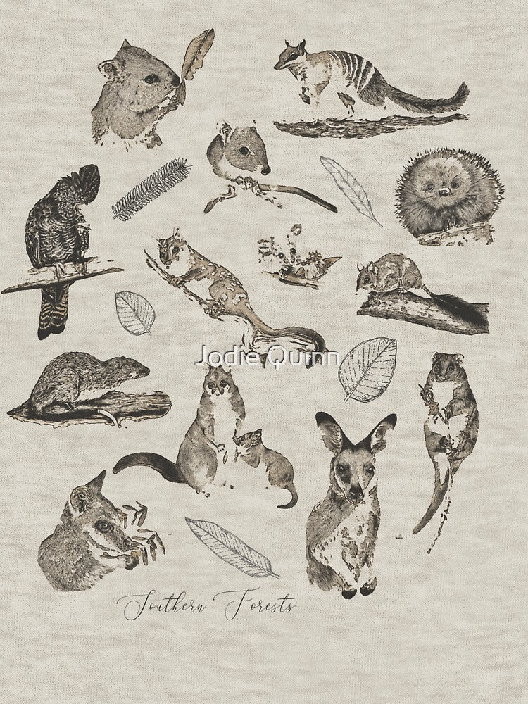 Southern Forest Fauna in grey by Jodie Quinn T-Shirts, Hoodie, Sweatshirt | BlankRebels.com (Image 3)
