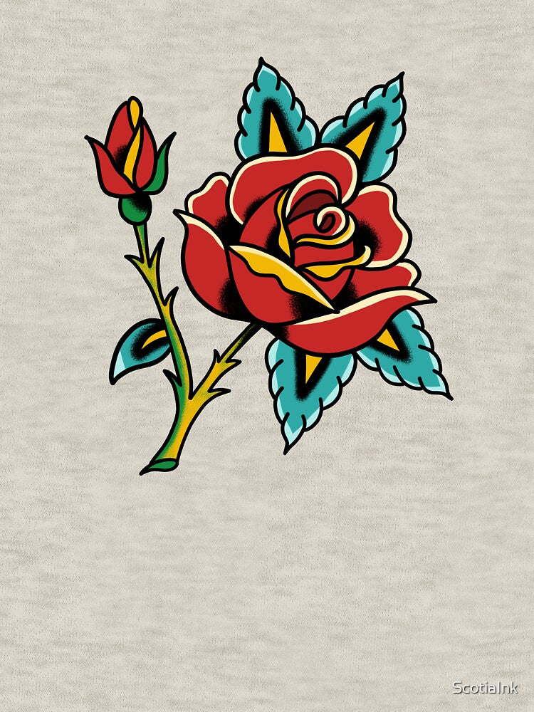 Traditional Rose Tattoo Flash by ScotiaInk T-Shirts, Hoodie, Sweatshirt | BlankRebels.com (Image 3)