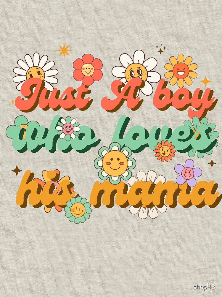 funny quote saying Just A boy who loves his mama Mother's Day Groovy Style by shop43 T-Shirts, Hoodie, Sweatshirt (Image 3)