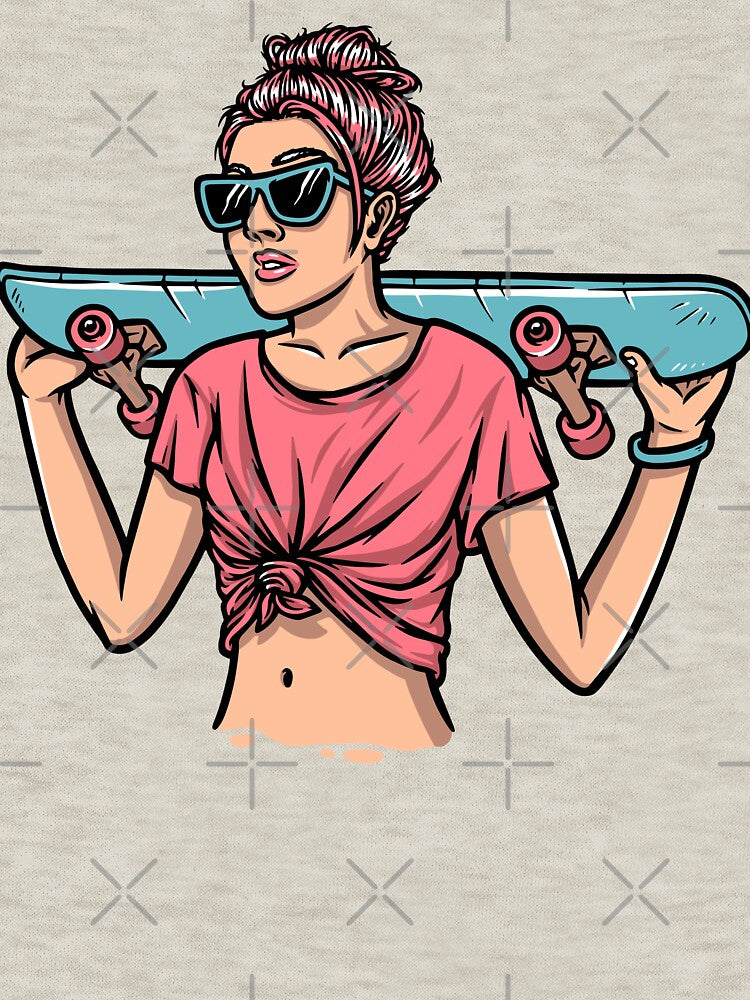 Woman with skateboard illustration by Acim0 T-Shirts, Hoodie, Sweatshirt | BlankRebels.com (Image 3)