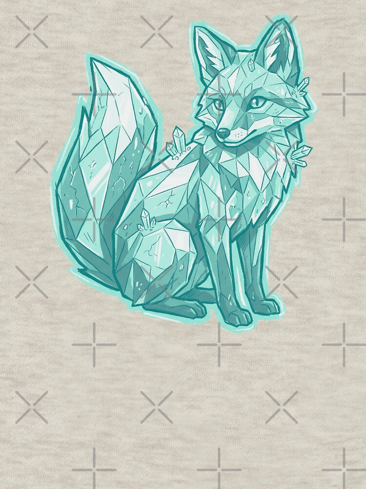 Crystal Fox Geometric Ice Animal Teal Gemstone by Magnificent Lizard T-Shirts, Hoodie, Sweatshirt | BlankRebels.com (Image 3)