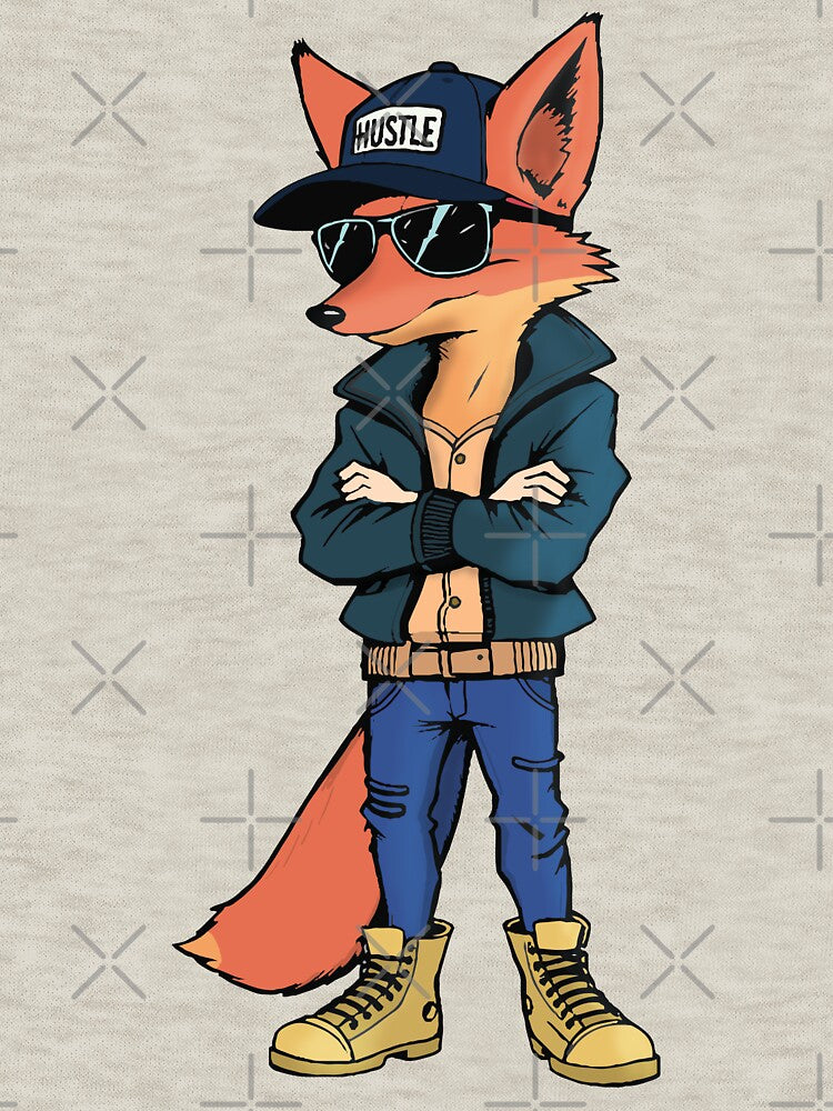 Hustle - Trendy Fox Streetwear | Urban Animal Graphic by Yehia-Massoud T-Shirts, Hoodie, Sweatshirt (Image 3)