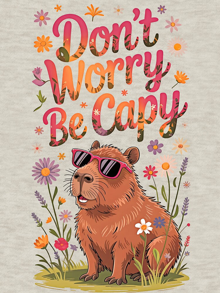 Capybara Vibes - Cute and Relaxing Art with Flowers by artetotal T-Shirts, Hoodie, Sweatshirt | BlankRebels.com (Image 3)