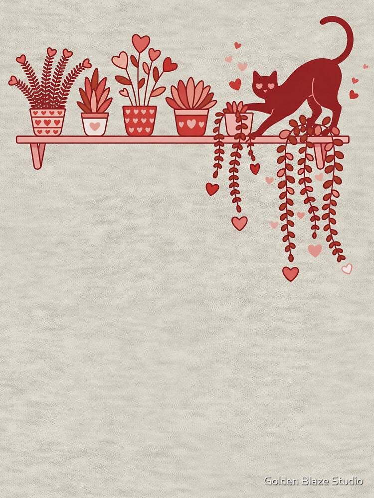 Valentine Cat Plant Lover Design | Cute Gardening Cat Illustration | Love Heart Houseplants Art | Cozy... (Image 3)