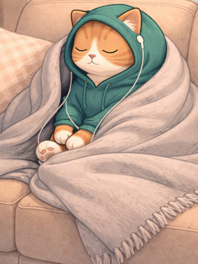 Cozy Sleepy Cat T-Shirt | Cute Kawaii Aesthetic Cat Art Tee by KDesignCrafts Hoodie, Sweatshirt | BlankRebels.com (Image 3)