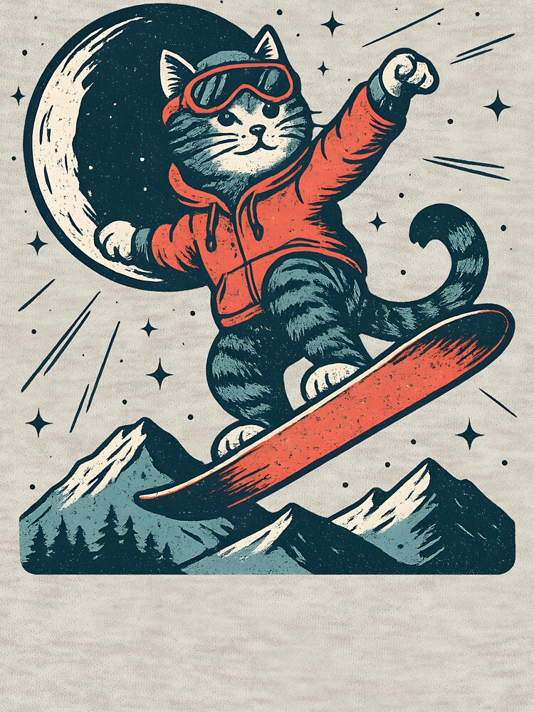 Vintage Snowboarding Cat by legendaryskins T-Shirts, Hoodie, Sweatshirt | BlankRebels.com (Image 3)