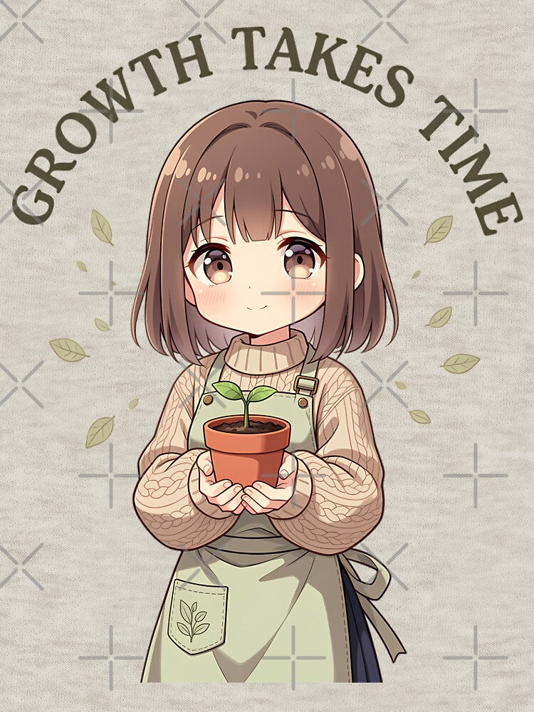 Growth Takes Time Lo-Fi Anime Plant Mom Patience Typography Art by GiftsForge T-Shirts, Hoodie, Sweatshirt (Image 3)