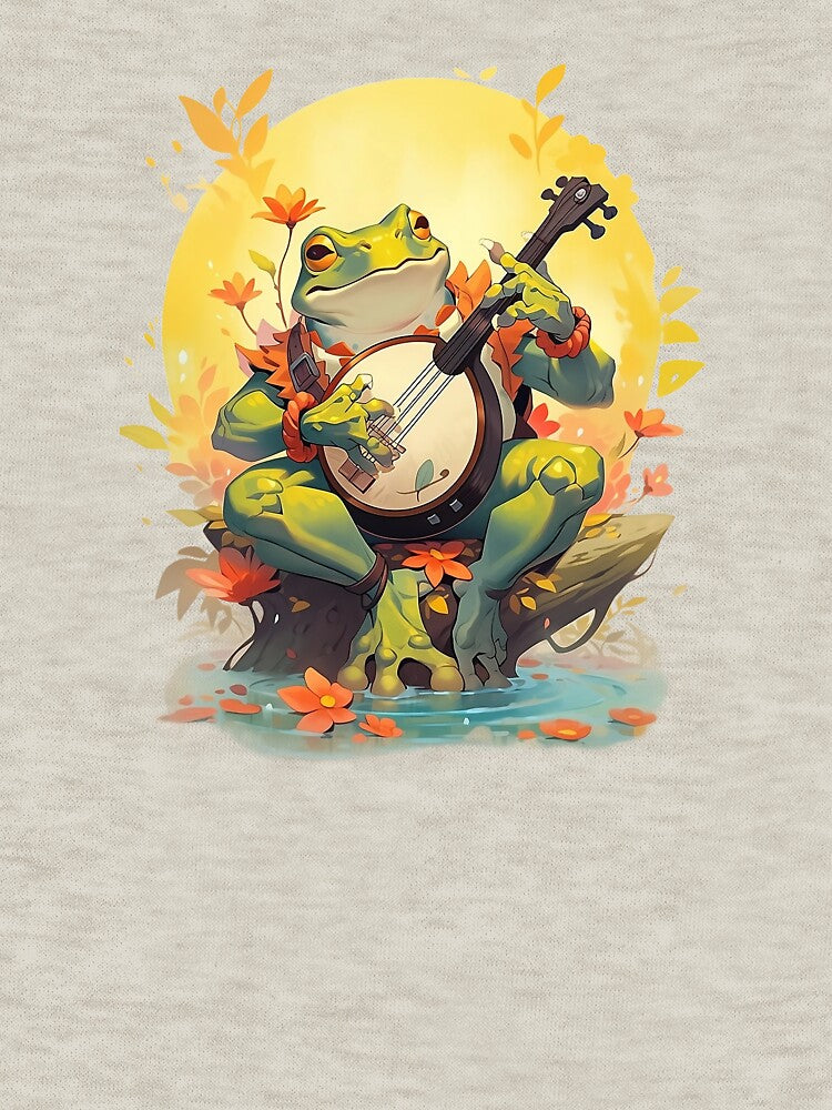 Cottagecore frog playing banjo by the lake by Remek-Design T-Shirts, Hoodie, Sweatshirt | BlankRebels.com (Image 3)