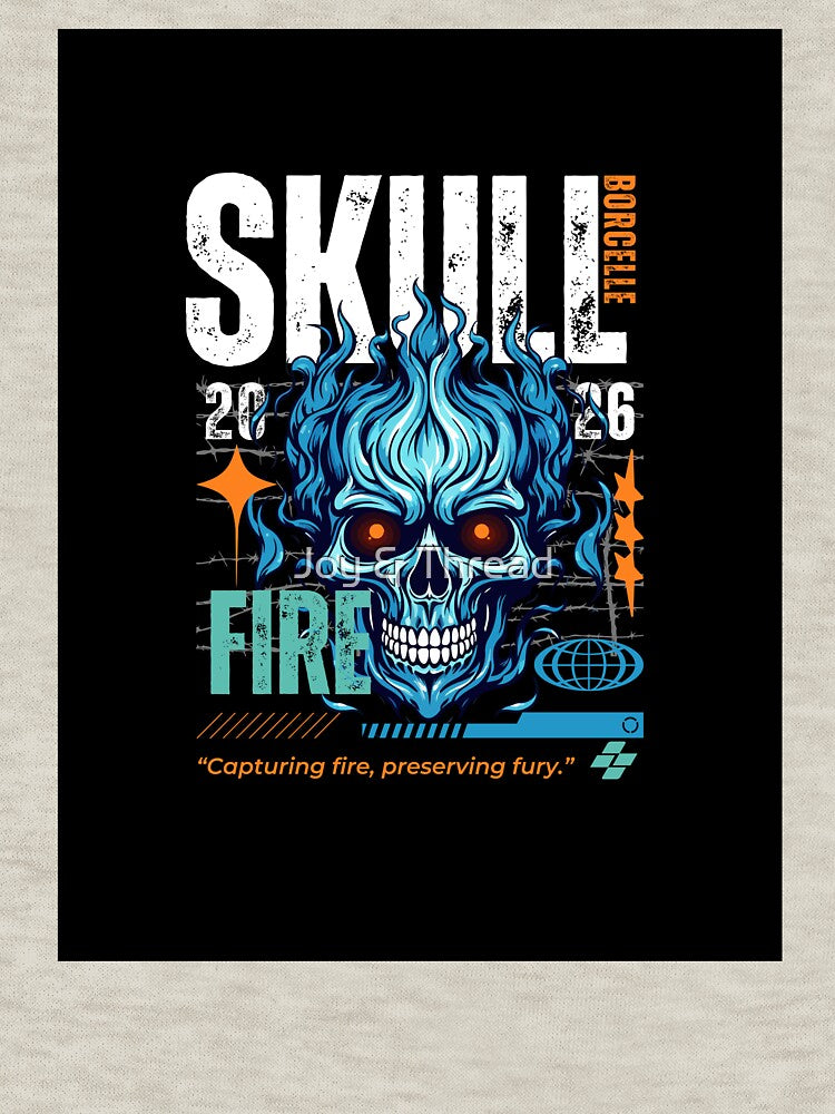 Blue, Orange & White Skull – Fiery Abstract Skull Art Design by Joy & Thread T-Shirts, Hoodie, Sweatshirt (Image 3)
