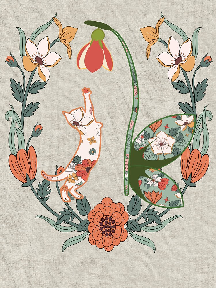 Boho Cat in Amid of Flowers: T-Shirt by Vachala Hoodie, Sweatshirt | BlankRebels.com (Image 3)
