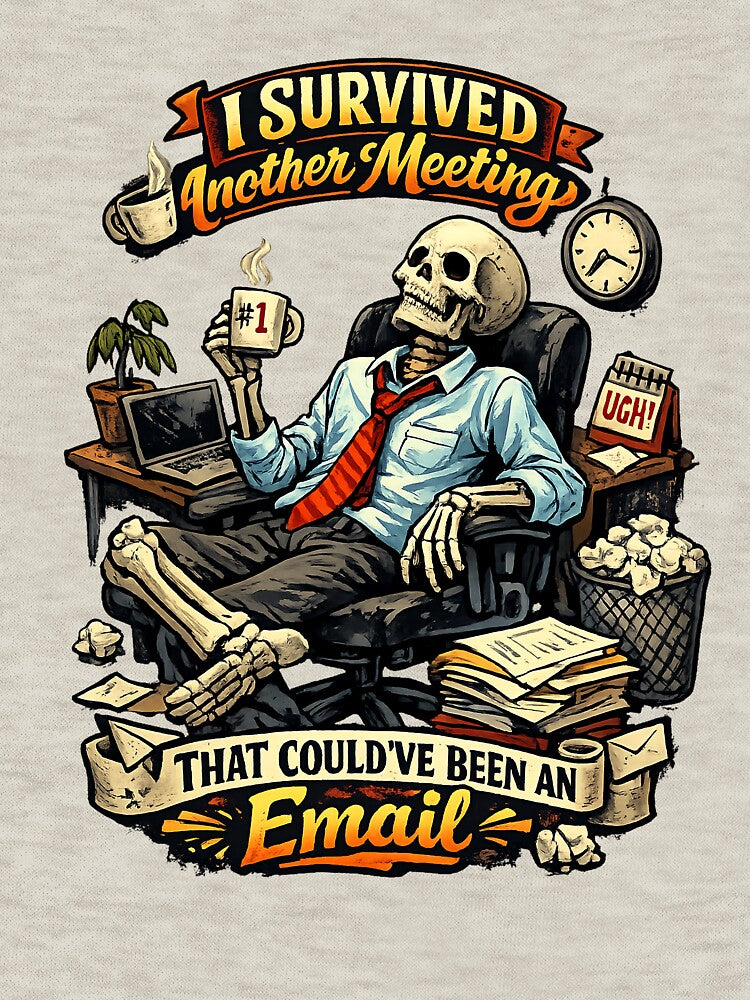 I Survived Another Meeting That Could’ve Been an Email – Funny Office Skeleton Art by StrayaDesign T-Shirts,... (Image 3)