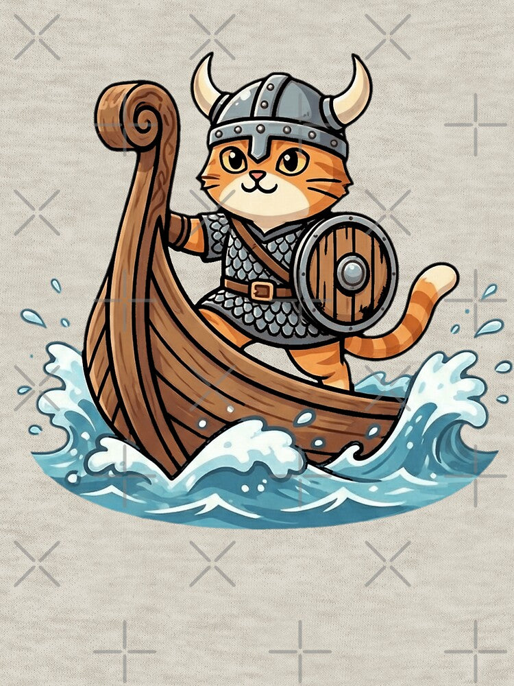 Cute Viking Cat on Longship - Norse Warrior Kitten by MythoWorldddd T-Shirts, Hoodie, Sweatshirt | BlankRebels.com (Image 3)
