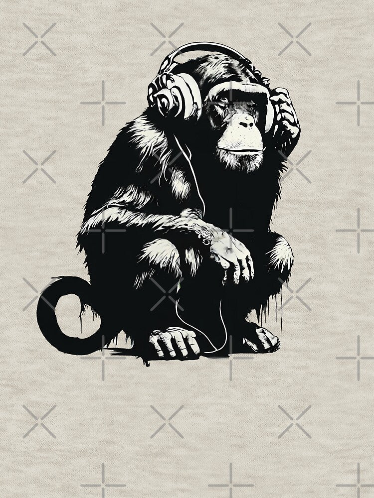 Banksy DJ Monkey Thinker with Headphones by hamishby T-Shirts, Hoodie, Sweatshirt | BlankRebels.com (Image 3)