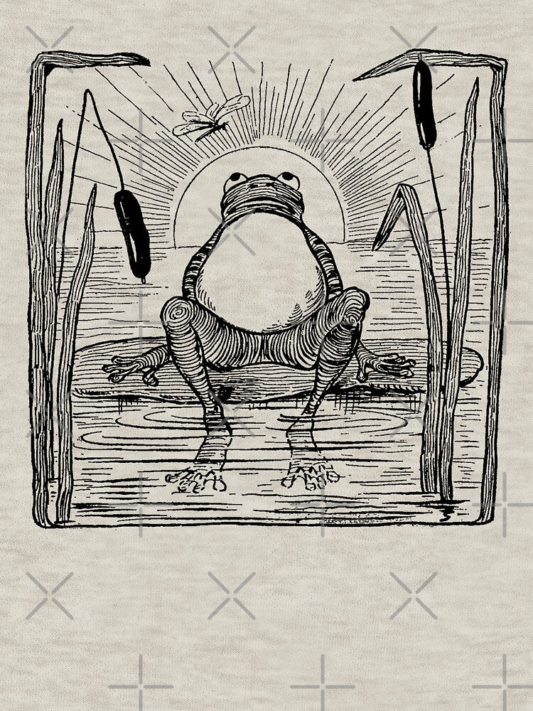 Emo Vintage Cottagecore Green Frog: Cute Frogge with Dragonfly on Lilypad Pond, Lonely Froggy Naturecore... (Image 3)