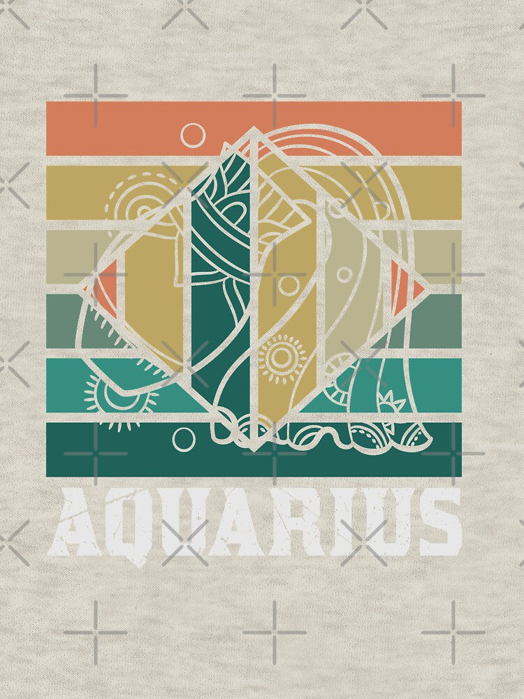 Aquarius Zodiac Symbol Rainbow Retro Style by Trinket-Trickster T-Shirts, Hoodie, Sweatshirt | BlankRebels.com (Image 3)