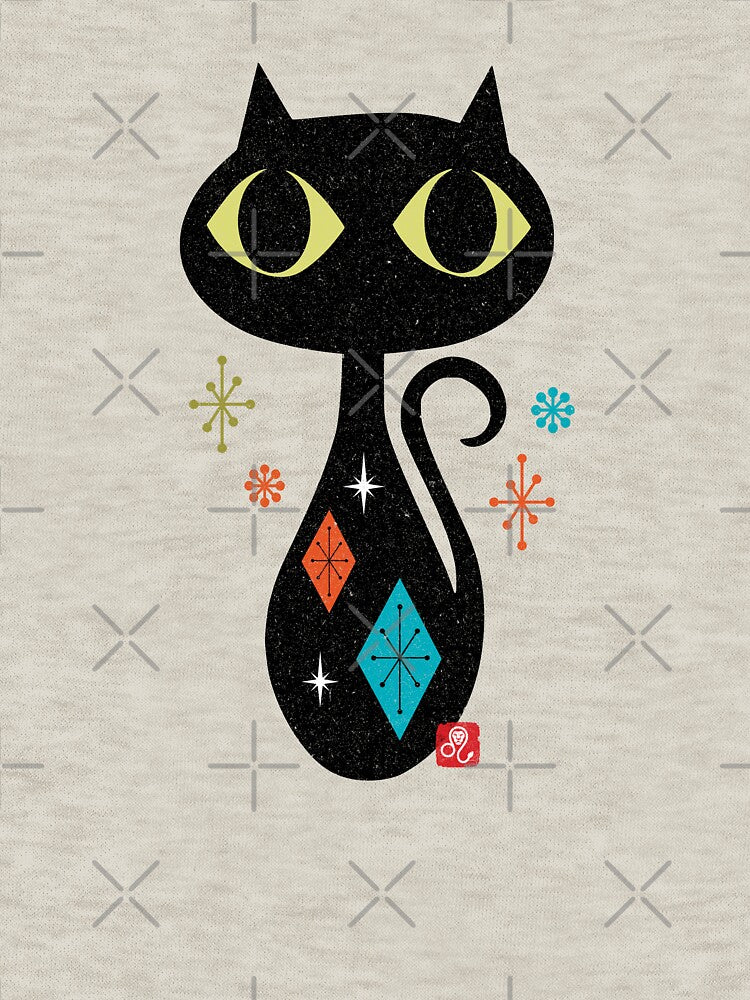 Cat - Stylish Vintage Kitty - Retro Black Cat by DesignByLeo T-Shirts, Hoodie, Sweatshirt | BlankRebels.com (Image 3)
