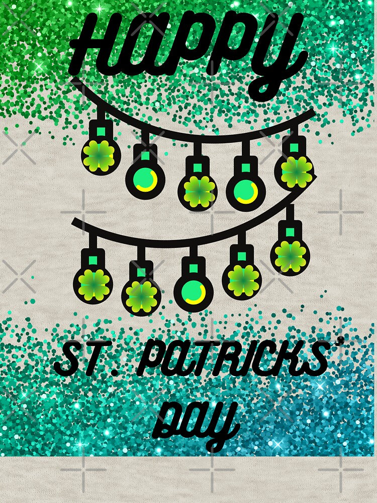 Happy St. Patrick's Day Green Lights And Shamrock by BronikowskiART T-Shirts, Hoodie, Sweatshirt | BlankRebels.com (Image 3)