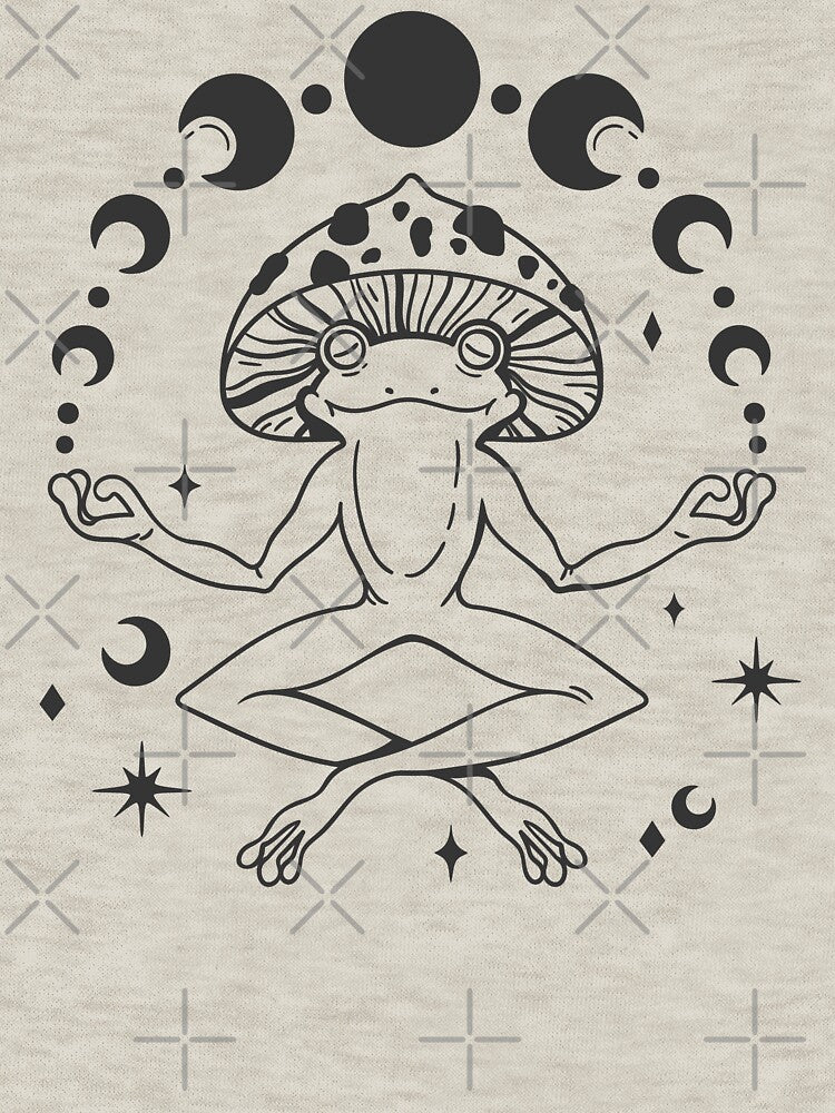 Cute Cottagecore Aesthetic Frog Yoga Moon Vintage Graphic by Dapper-Art T-Shirts, Hoodie, Sweatshirt (Image 3)