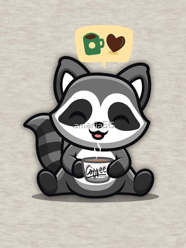 Raccoon drinking coffee by amaria56 T-Shirts, Hoodie, Sweatshirt | BlankRebels.com (Image 3)