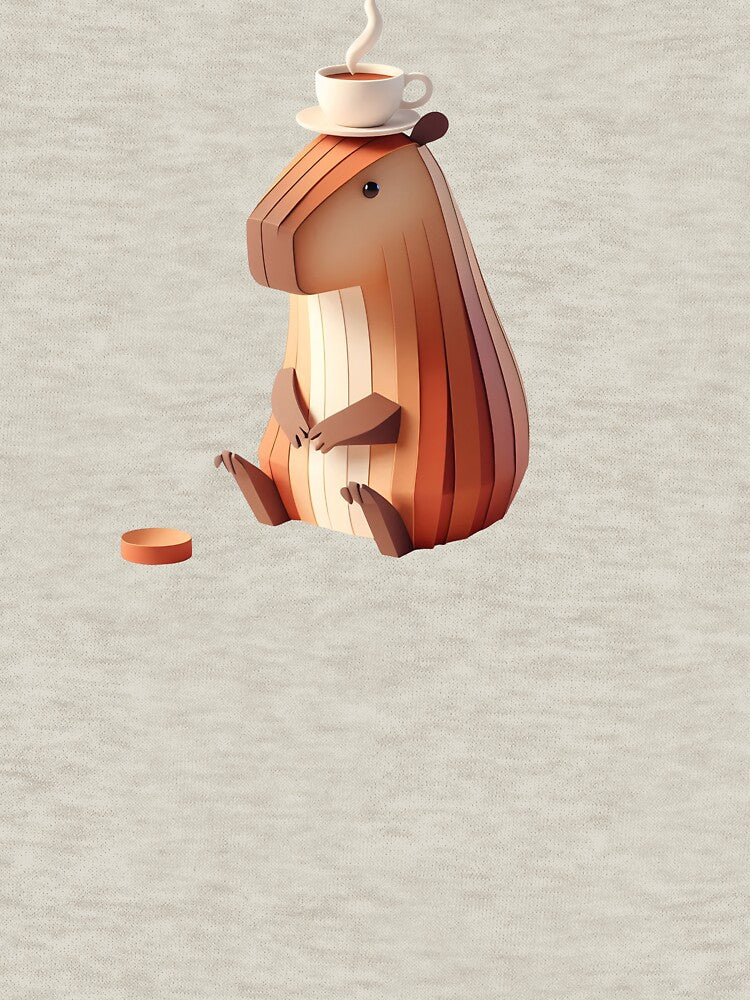 Cozy Coffee Capybara — Minimalist 3D Papercraft Art by purrsoul T-Shirts, Hoodie, Sweatshirt | BlankRebels.com (Image 3)