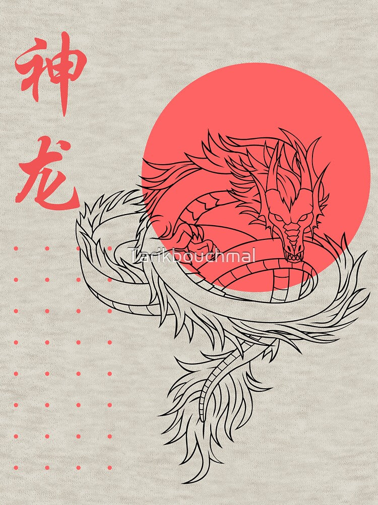 Red Black White Dragon Shenlong 神龙 T-Shirt by Tarikbouchmal Hoodie, Sweatshirt | BlankRebels.com (Image 3)
