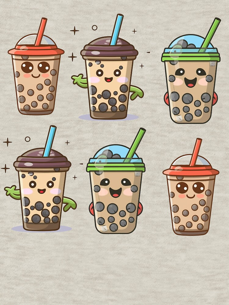 Kawaii Smiling Bubble Tea Pattern by PatternInArt