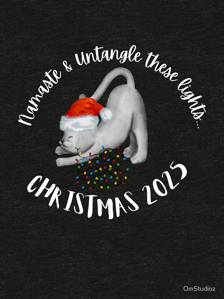 Cat lover Christmas shirt ~ namaste & untangle these lights by OmStudioz Hoodie, Sweatshirt | BlankRebels.com (Image 3)