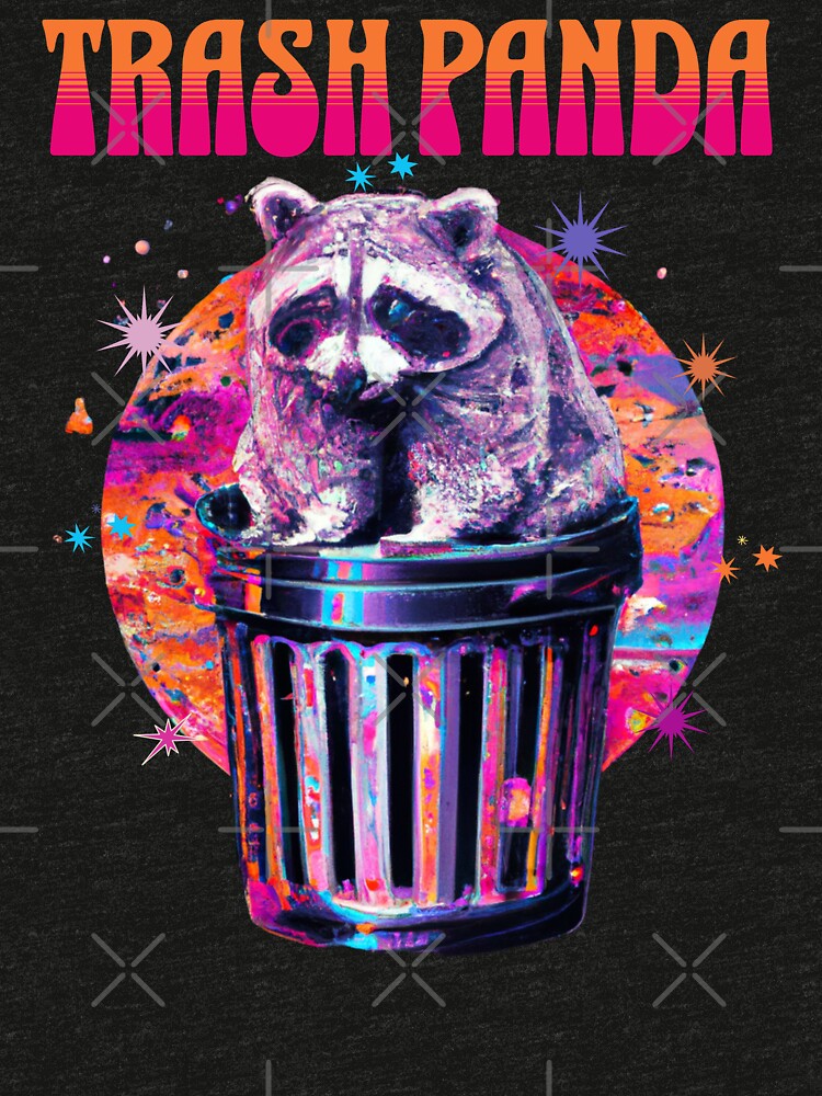 Retro Psychedelic I Love Trash Pandas - Adorable Racoon Spirit Animal Retro Psyche Trash Bandit by zptees... (Image 3)