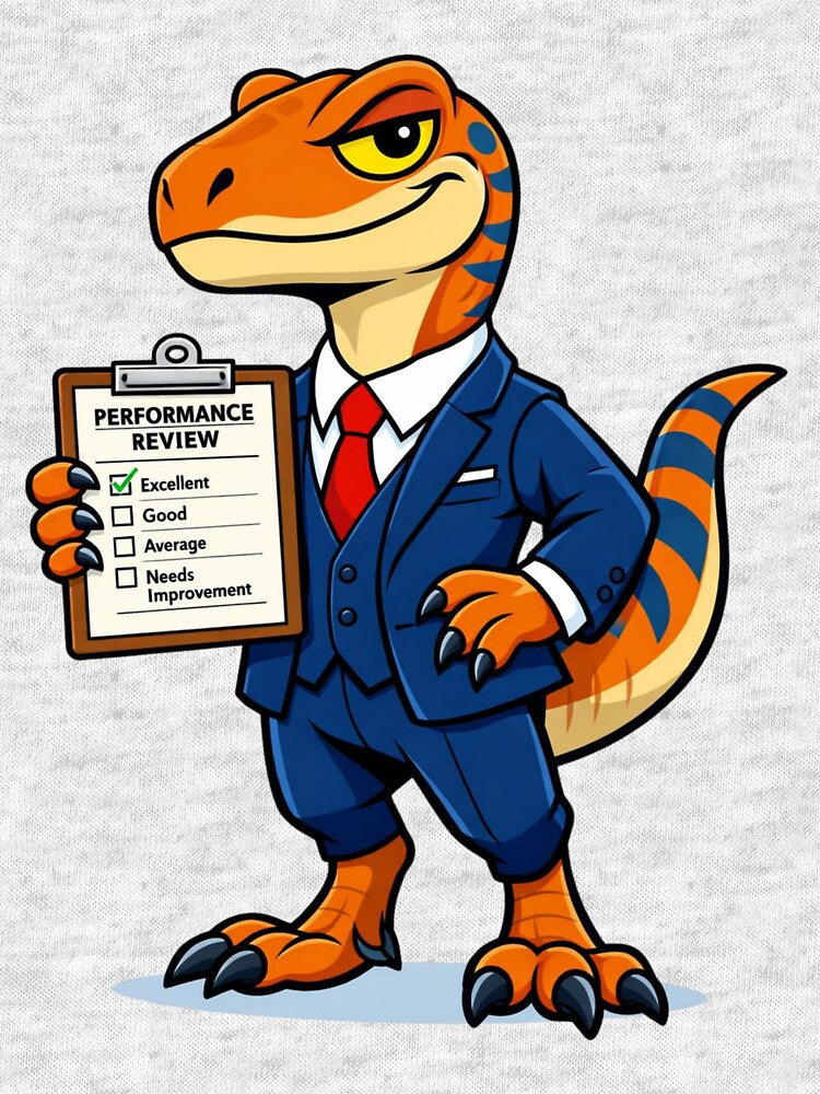 Funny Dinosaur Performance Review Gift — Velociraptor Exceeds Expectations Coworke by Print Loft