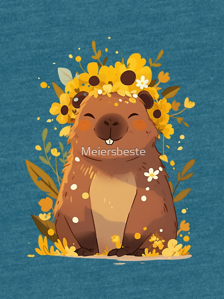 Cute capybara with flower wreath – Kawaii animal design by Meiersbeste T-Shirts, Hoodie, Sweatshirt (Image 3)