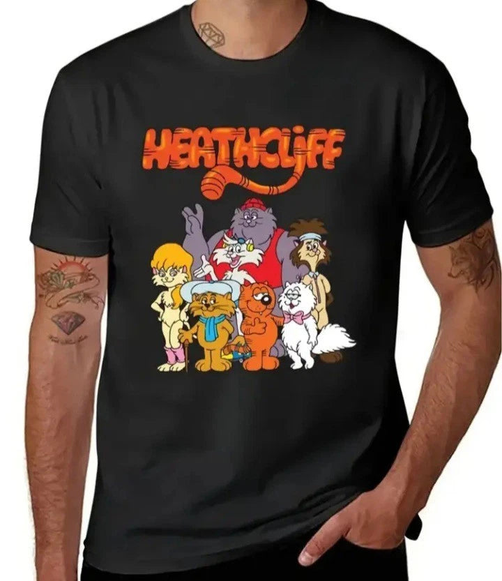 Heathcliff Tshirt 80's Cartoon Tee Cotton Adult mens womensCat Movie