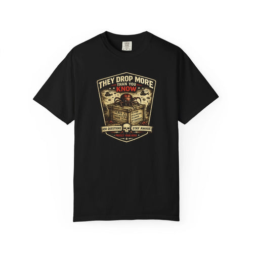 "They Drop More Than You Know" Tick | Ticks Patch Design T-Shirt | black & white