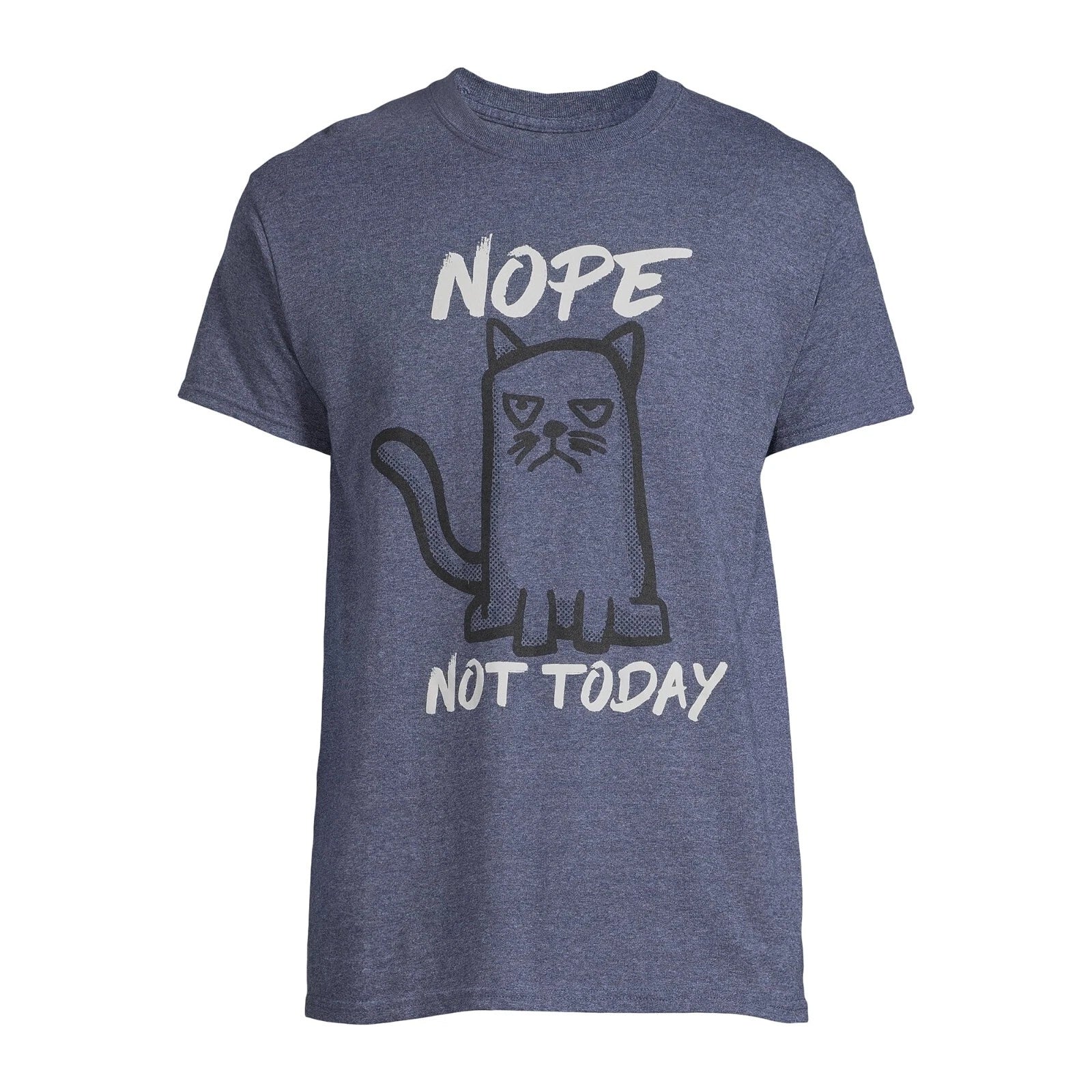 SMALL Nope Not Today Kitty Cat Blue Graphic T-Shirt